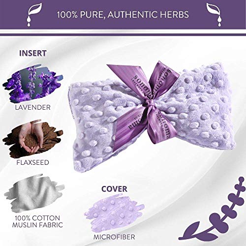Sonoma Lavender Spa Mask, Heatable/Chillable Aromatherapy Eye Pillow with Lavender Infused Flaxseed Insert, Eye Compress for Stress Relief with Removable and Washable Cover (Lilac Dot) - color: Lilac Dot