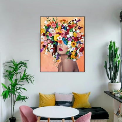 ldazao Paint By Numbers Kit for Adults Flower Color Adult Paint By Number Kits Paint and Sip Kit Canvas Oil Painting Kit Girl Crafts for Women Gift Flameless 16x20 Inch Flameless - color: sznvren