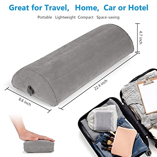 USHMA Inflatable Bolster Pillow, Half Moon Pillow for Legs, Knees, Lower Back & Head | Semi Roll Pillow for Bed, Sleeping | Knee Pillow for Side, Back Sleepers - Ankle & Knee Support - Leg Elevation