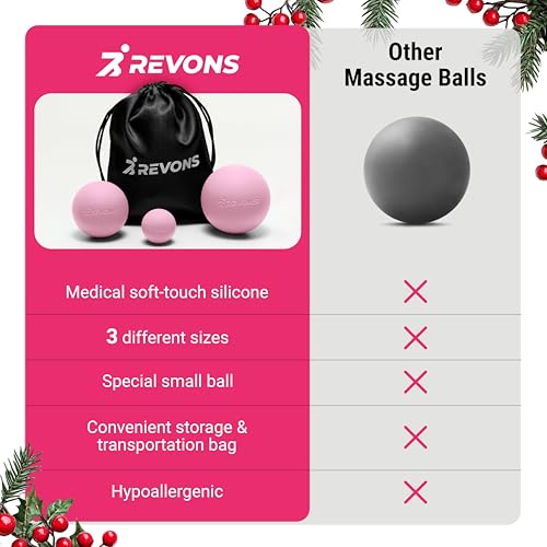 3 in 1 Massage Ball Set - Lacrosse Balls for Myofascial Release, Back Pain Relief, Face Fitness, Trigger Points, Yoga, Physical Therapy, Muscle Recovery and Soft Deep Tissue Massage (Pink) - color: Pink