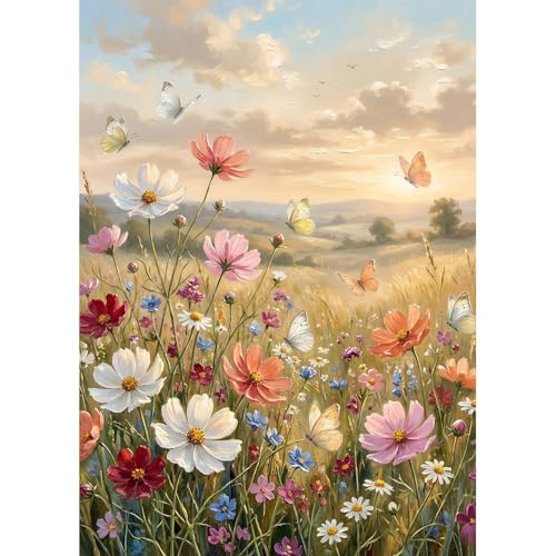 FOXKISS Diamond Art Painting Kits for Adults, Wildflower Full Drill Diamond Dots Paintings for Beginners, Round 5D Paint with Diamonds Pictures Gem Art Painting Kits DIY Crafts Kits 12x16In - color: Wildflower 2