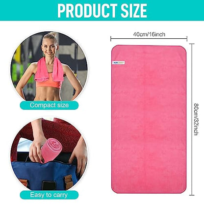 SINLAND Microfiber Gym Towels, Workout Sweat Towel 16x32In - color: Dark Pinkx3
