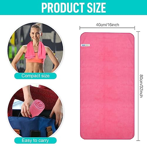 SINLAND Microfiber Gym Towels, Workout Sweat Towel 16x32In - color: Dark Pinkx3