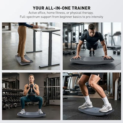 Standing Desk Balance Board - High-Rebound Comfort Core Wiggle Board for Active Standing - Lateral Tilt Exercise Board for Office Work with Washable TPE Massage Pads - 220 lbs, Gray