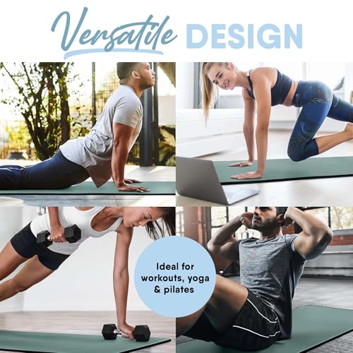 MICRODRY Deluxe Fitness Exercise Yoga Mat for Home & Gym, Extra Thick for High Impact Training, Multi Layered Skid Resistant Surface, Odor Neutralizing with Carrying Strap - color: Teal, size: 26"W x 72"L