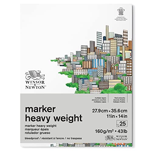Winsor & Newton Bleedproof Heavy Weight Marker Pad, 160gsm, 11 x 14", 25 sheets - size: 11" x 14", style: Heavy Weight