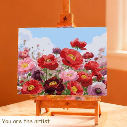 Muzagroo Paint by Numbers Oil Painting Kits for Adults DIY Poppy Flowers Oil Painting for Beginners Hand Crafts Kits with Brushes and Acrylic Paints 16x20 inches (Poppy) - color: Poppy