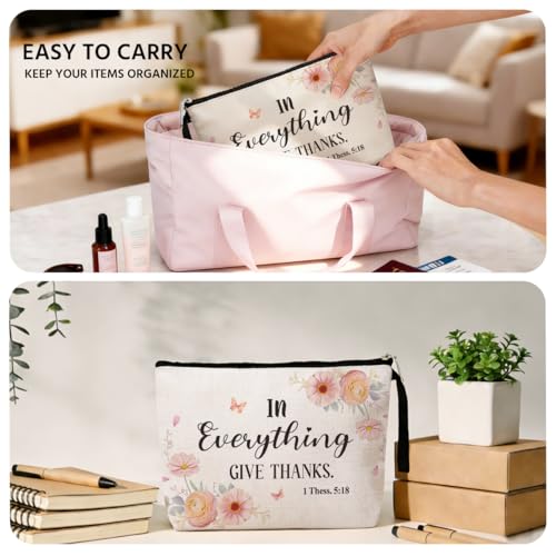 Jztco Christian Gifts for Women Makeup Bag, Skincare Bag for Her Mom Mum | Encouragement Religious Gifts Makeup Zipper Pouch Bag Bible Verse Cosmetic Bags Scripture Christmas Birthday Gifts - color: Multicolor0651