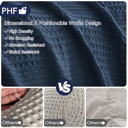 PHF Lightweight Waffle Weave Blanket Queen for Bed Navy Blue 90"x90" - color: Navy Blue, size: Queen(90"x90")