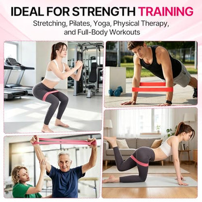 Resistance Loop Exercise Bands Set of 5, 5 Resistance Levels Elastic Workout Bands for Strength Training, Stretching, Yoga, Pilates, Physical Therapy, Home Gym for Men Women, with Guide & Carry Bag
