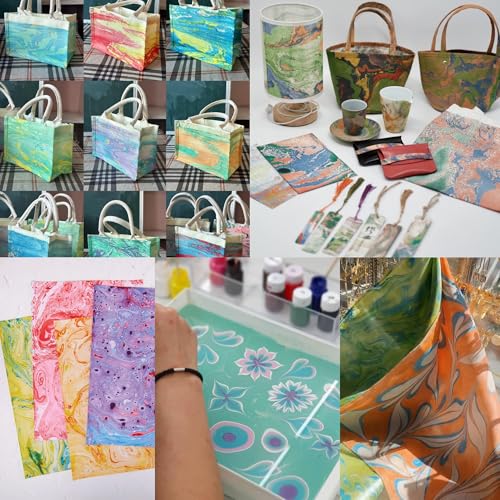 27PCS Water Marbling Painting Kit, Christmas Water Paint for Craft, Turkish Marble Pattern Craft Set,Cream Watercolor Art Kit, Perfect for Christmas, Halloween, Thanksgiving & New Year Gifts - color: 27pcs cream water marbling kit