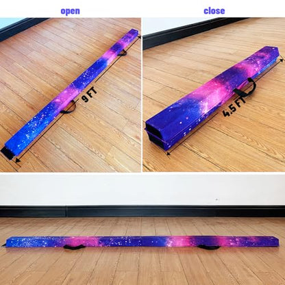 Marfula 6 FT / 8 FT / 9 FT Folding Gymnastics Beam Foam Balance Floor Beam - color: Magic Star, size: 9 Ft