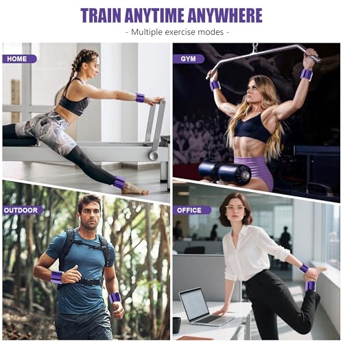 Ankle Wrist Weights for Women 2lbs/4lbs Pairs Adjustable Silicone Weights - color: Gradient Purple, size: 4 lbs Pair (2 lb Each)