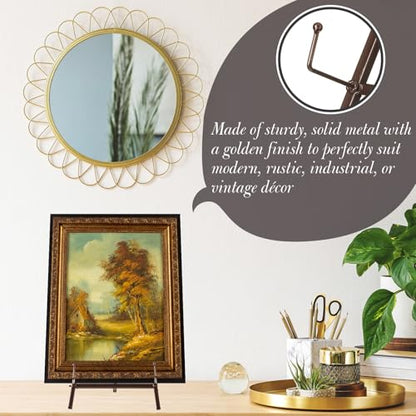 Leinuosen 1 Pcs Metal Easel Stand 16.5" H x 8.7" W x 4.3" D Table Top Easel Stand for Display Tripod Art Picture Mirror Modern Plate Holder for Display Book Photo Wedding Sign (Brown) - color: Brown