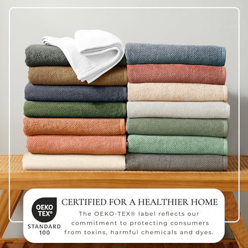 Great Bay Home 100% Cotton 12-Pack 13x13 Wash Cloth - Absorbent, Quick-Drying, Durable Face Towels for Bathroom Decor - Low-Twist, Two-Ply Fibers (Light Grey) - color: 03 Light Grey, size: Washcloth (Pack of 12)