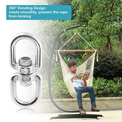 Bonsicoky Heavy Duty M8 304 Stainless Steel Swing Swivel | 360 Degree Rotational Device, For Web Tree Swing, Hammock Chair, Aerial Yoga, Climbing Rope, Hold Up to 1200LB - color: M8, size: 1 PCS