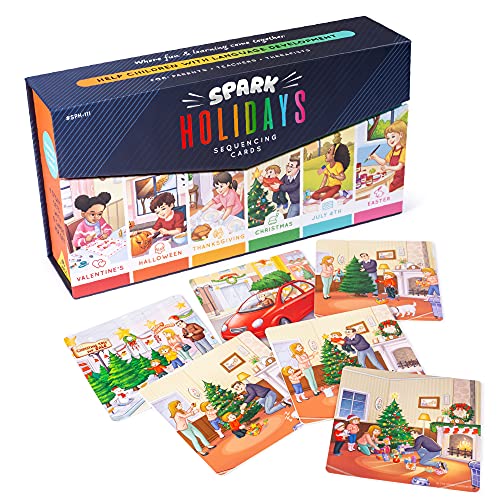 SPARK INNOVATIONS Holiday Tell A Story Cards, Sequencing Game, Speech Therapy Materials, Autism Game, ABA Therapy Materials, Social Skills Games, ESL, ELL - style: Holiday Themed Sequencing Cards