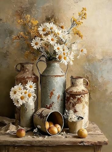 Daisy Flower Paint by Numbers Kit for Adults Framed Canvas, Frameworkless | Easy Adult Paint by Number Kits on Canvas DIY Daisy Flower Painting for Beginners Art by Numbers for Home Wall Decor Gift - color: YH03368