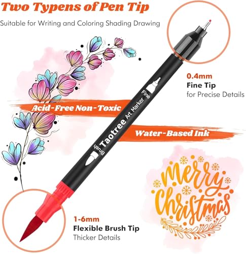 Taotree 150 Colors Dual Tip Art Markers Pens Set for Adult Coloring Books | Artist Fine & Brush Tip Coloring Markers Drawing Pens for Journaling Note Taking Lettering Calligraphy Craft Art Supplies Set - color: 150 Colors