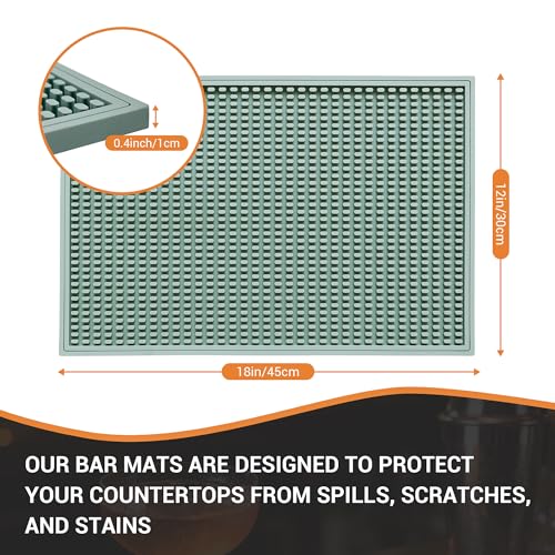 ZJWZLG Bar Mat 18"X12"(2 Pcs) Non-Slip Rubber Bar Mat, Spill Proof & Design,Easy to Clean Textured Surface for Home Bar,Coffee Station, Bartending - Protects Countertops & Glassware(Green). - color: Green, size: 18" x 12"