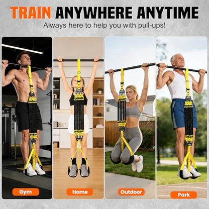 SERTT Adjustable Pull Up Assistance Band, Heavy Duty Assisted Pull Up Bands Support 375lbs, Upgrade Pull Up Bar Resistance Band for Assist Pullup Home Gym Strength Training - color: Yellow