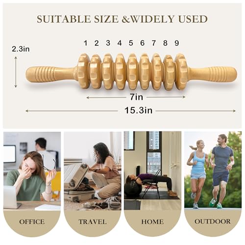 Manual Wood Therapy Massage Stick, Wooden Cellulite Muscle Roller for Legs - color: Wood