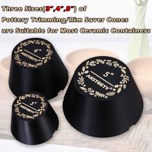 Pottery Centering Trimming Tool Set with Potter Bat System and 3 Pack Pottery Rim Cone, Ceramic Fixing Rim Shaper Tool