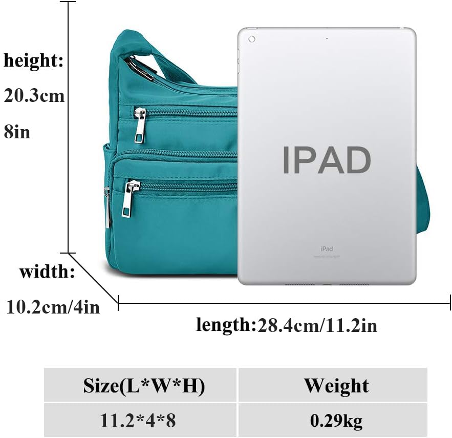 VOLGANIK ROCK RFID Purses for Women Fabric Nylon Multi Pocket Crossbody Bag Ladies Travel Handbag - color: Lake Blue, size: Standard