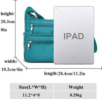 VOLGANIK ROCK RFID Purses for Women Fabric Nylon Multi Pocket Crossbody Bag Ladies Travel Handbag - color: Lake Blue, size: Standard