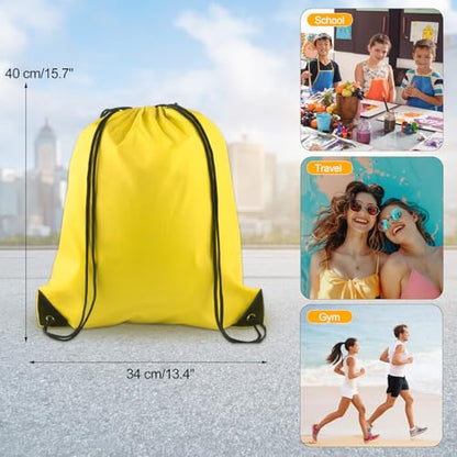 KUUQA 12 Pcs Drawstring Backpack Bags Bulk Yellow - color: Yellow