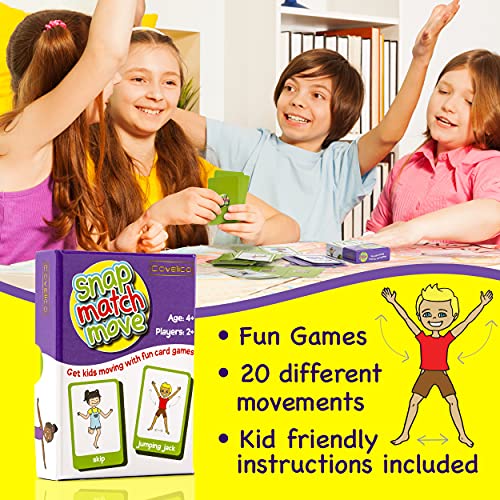 Exercise Cards for Kids, Play PE Games with 20 Exercises, 52 Cards | PE Teacher Must Haves, Solo or Group Play, Indoor Classroom Recess Games, Home School Therapy, Snap Memory Go Fish, Ages 4+ - style: Kids Exercise Cards