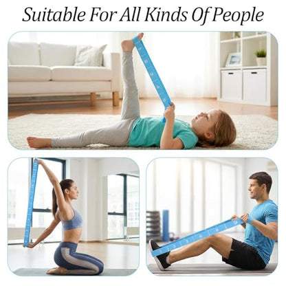 Multi‑Loop Nylon Yoga Stretching Belt, Anti‑Slip Fitness Resistance Band, Elastic Workout Strap for Yoga Pilates Dance Gymnastics Training, Physical Relax & Flexibility Exercise Accessory - color: Blue