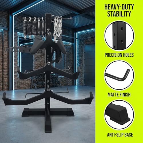 Cable Attachments Rack for Gym Accessories, Lat Pull Down Bar Organizer with Hooks, Home Gym Storage Rack for LAT Pulldown Attachments