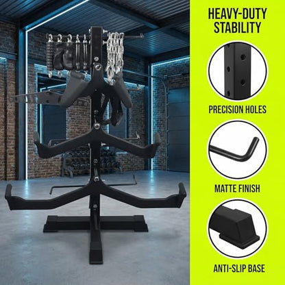 Cable Attachments Rack for Gym Accessories, Lat Pull Down Bar Organizer with Hooks, Home Gym Storage Rack for LAT Pulldown Attachments