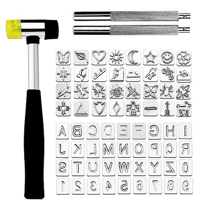 Leather Stamping Tools with Rubber Hammer Saddle Making Stamp Punch Set
