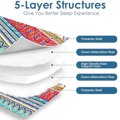 SCHNAUZER HOME Japanese Floor Mattress Futon Mattress Queen 3.5" Thick Boho - color: Boho, size: Queen( 80 x 60 )