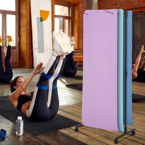 DaisyInner Hanging Yoga Mat Rolling Cart on Wheels Large Capacity Yoga Mat Rack Holder Stand Storage, Holds 40 Mats for Gym Workout Room Equipment