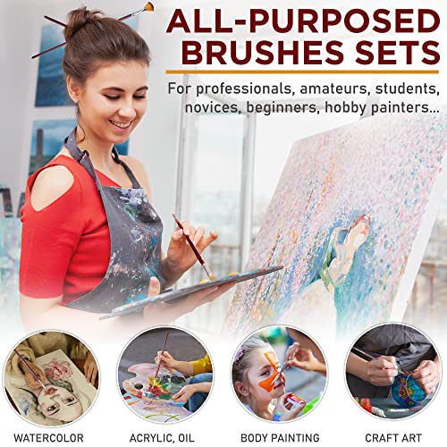 Artist Paint Brush Set, 13-Piece Long Handle Oil Paint Brushes | 13 Brushes for Acrylic Painting, Soft Anti-Shedding Nylon Bristles, Watercolor Brush Set for Body, Face, Rock, Canvas Drawing