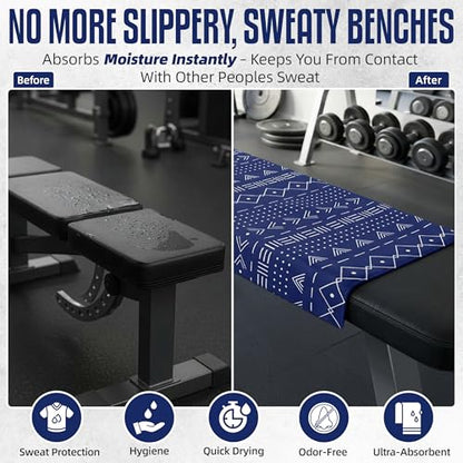 CHEEKY WINX Microfiber Gym Towel – Highly Absorbent Microfiber Sweat Towel, Quick-Dry Lightweight Design, Odour-Resistant Fabric, Matching Carry Bag, Aztech Blue, Regular (90 x 50 cm) - color: Aztec Blue, size: Regular