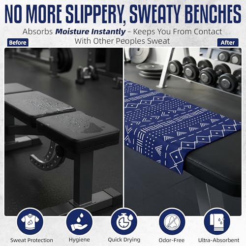 CHEEKY WINX Microfiber Gym Towel – Highly Absorbent Microfiber Sweat Towel, Quick-Dry Lightweight Design, Odour-Resistant Fabric, Matching Carry Bag, Aztech Blue, Regular (90 x 50 cm) - color: Aztec Blue, size: Regular