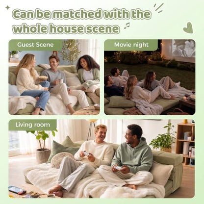 Tri-Fold Futon Mattress, Foldable Floor Mat (Sage Olive,Queen) - color: Sage Olive, size: Queen (80"L x 60"W x 3"Th)
