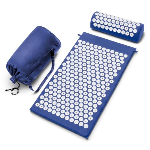 Sivan Acupressure Mat & Pillow Set for Back & Neck (Large, Blue/White) - color: Blue/White, size: Large