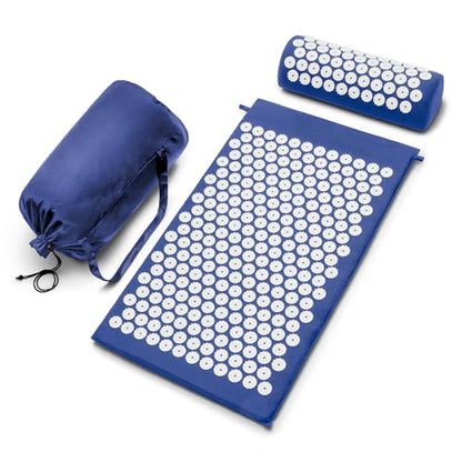 Sivan Acupressure Mat & Pillow Set for Back & Neck (Large, Blue/White) - color: Blue/White, size: Large