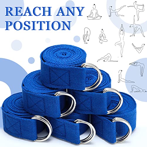 6 Pcs Yoga Straps for Stretching 8 Ft, Safe D Ring Buckle - color: Royal Blue