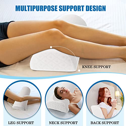 Maitys 3 Pcs Half Moon Bolster Pillow for Legs Memory Foam Leg Pillows for Sleeping Knee Neck Lumbar Support Back and Head Semi Roll for Ankle, Foot Comfort, Pregnant, Recovery, Washable Cover