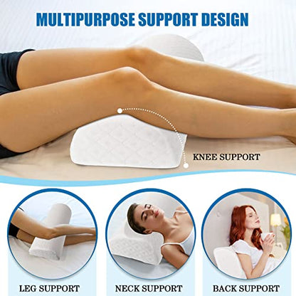 Maitys 3 Pcs Half Moon Bolster Pillow for Legs Memory Foam Leg Pillows for Sleeping Knee Neck Lumbar Support Back and Head Semi Roll for Ankle, Foot Comfort, Pregnant, Recovery, Washable Cover