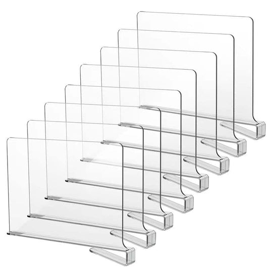 LikeU 8 PCS Acrylic Shelf Dividers for Closets,Wood Shelf Dividers,Clear Shelf Separators,Perfect for Clothes Organizer and Bedroom Kitchen Cabinets Shelf Storage and Organization - size: 8 PCS