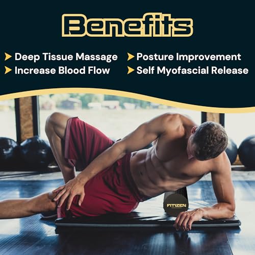 Fitizen Foam Roller – Muscle Massage Rehab Stiff Back Pain Physical Therapy Deep Tissue Firm Exercise Equipment Home Gym Stress Yoga Pilates for The Fit Citizen by FitNation - style: Large - 24 x 6 inches