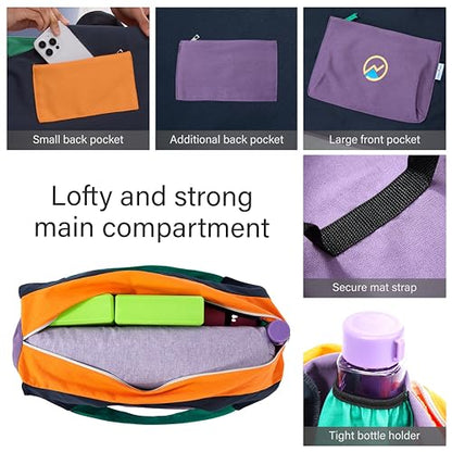 JoYnWell Yoga Bags and Carriers Fits All Your Stuff, Extra Large Yoga Mat Bag Full Zip Yoga Mat Bag with 3 Zipper pockets - color: Black-Multicolor