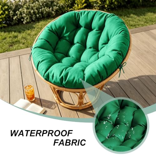 47" Round Tufted Floor Cushion, Thick Meditation Papasan with Ties - color: Invisible Green